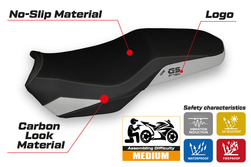 BMW F750GS 2018-2024 Seat Cover Tappezzeria Italia in Silver and Black