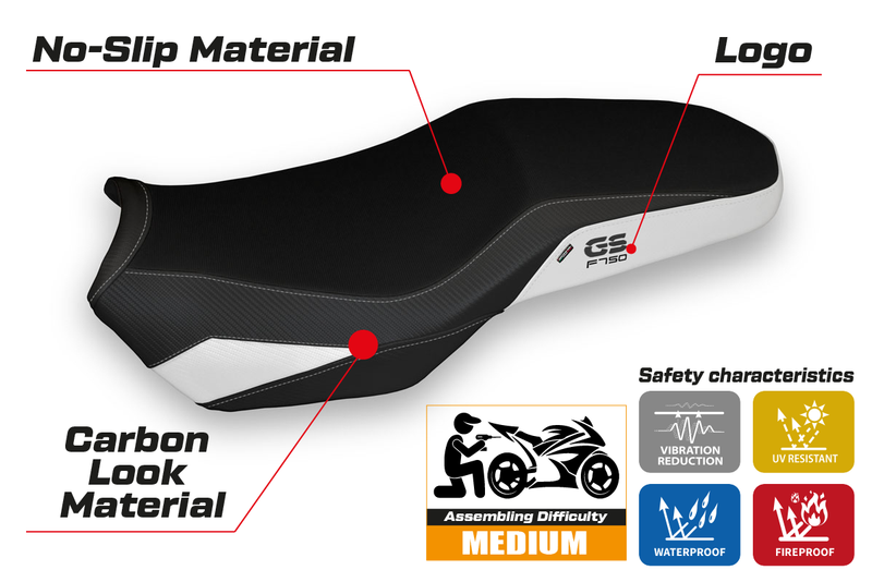 BMW F750GS 2018-2024 Seat Cover Tappezzeria Italia in White and Black