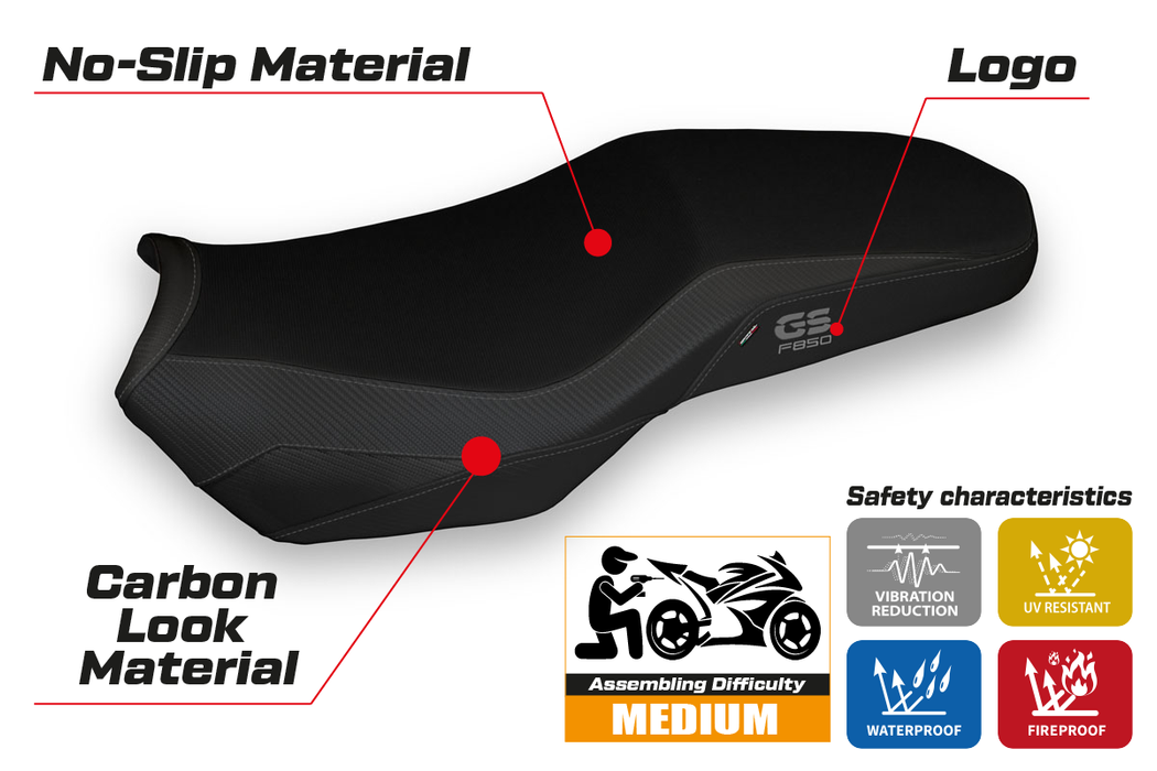 BMW F750GS F800GS F850GS 2018-2024 Seat Cover Tappezzeria Italia in Black