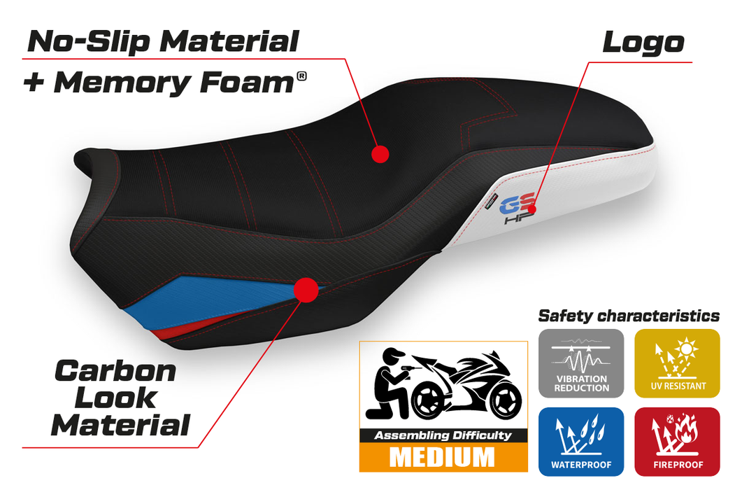 BMW F750GS F850GS 2018-2024 Seat Cover Tappezzeria Italia Comfort in White HP