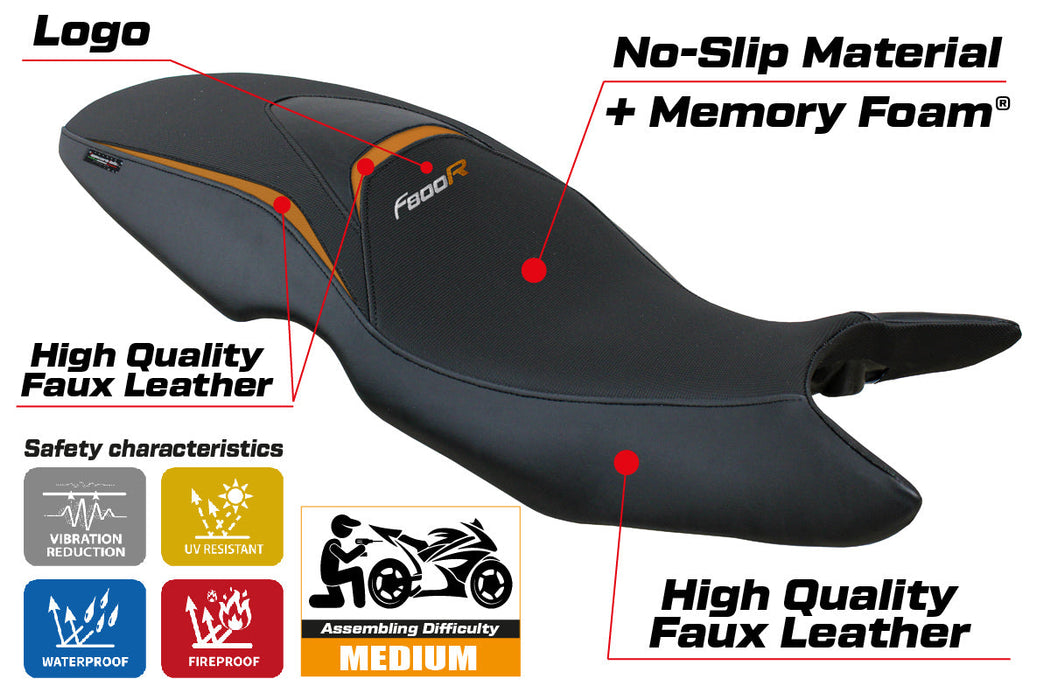 BMW F800R 2009-2020 Seat Cover Tappezzeria Italia Comfort in Orange