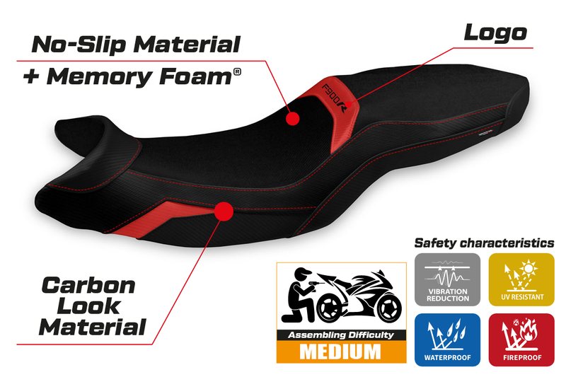 BMW F900R 2019-2024 Seat Cover Tappezzeria Italia Comfort in Red and Black