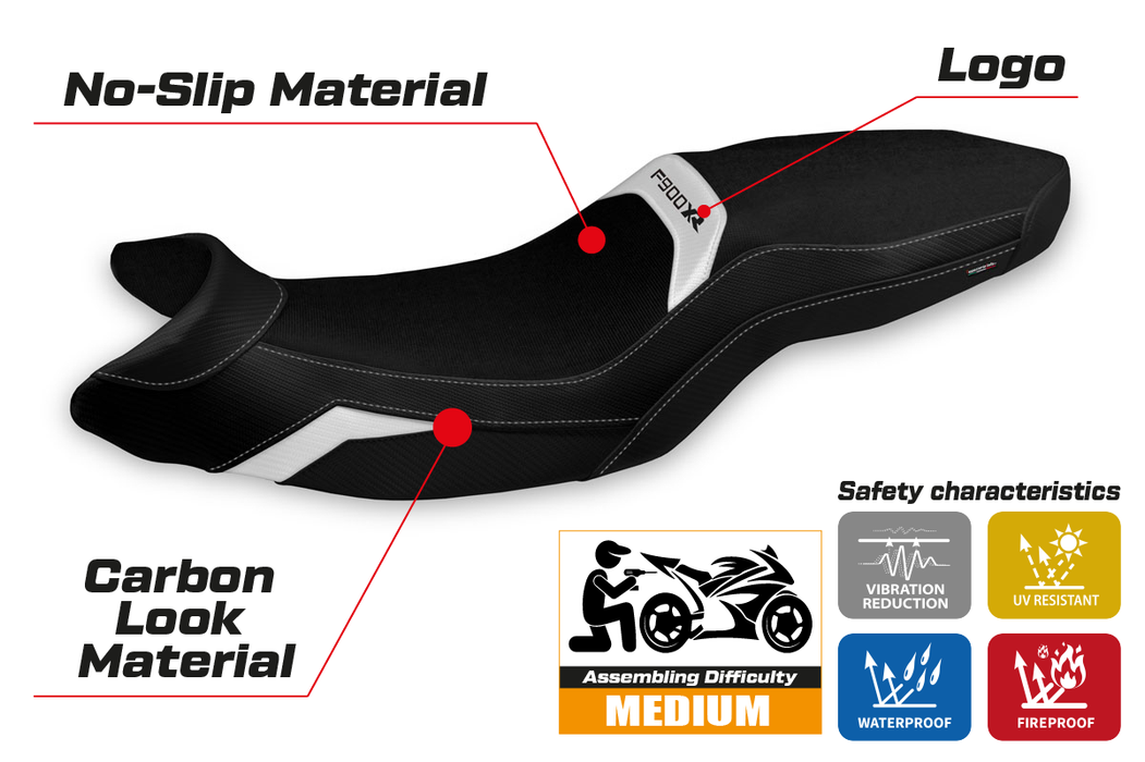 BMW F900XR 2019-2024 Seat Cover Tappezzeria Italia in White and Black