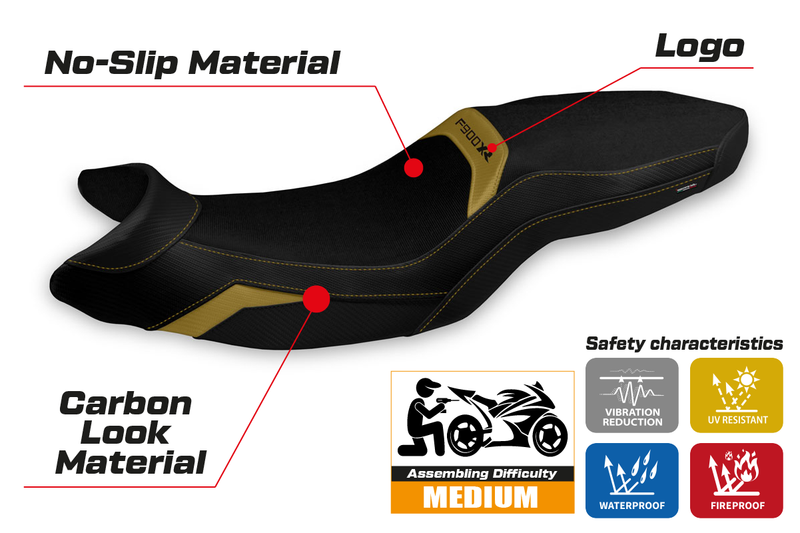 BMW F900XR 2019-2024 Seat Cover Tappezzeria Italia in Gold and Black