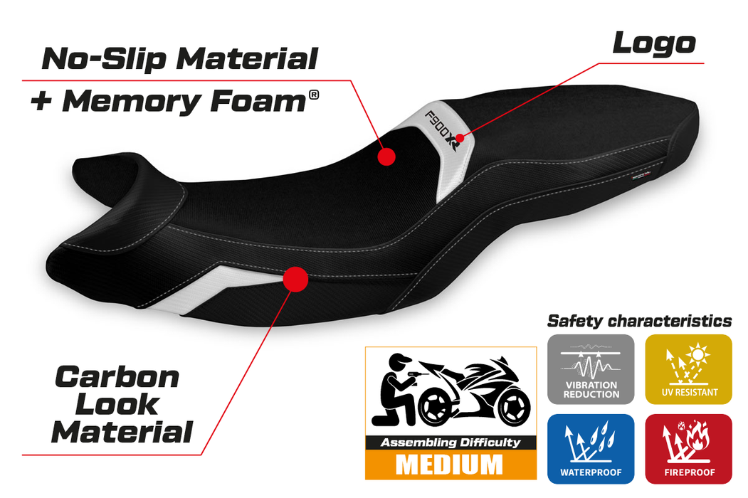 BMW F900XR 2019-2024 Seat Cover Tappezzeria Italia Comfort in White and Black