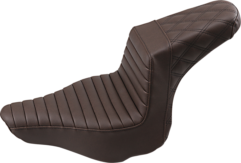 SADDLEMEN Step-Up Seat - Front Tuck-n-Roll/Rear Lattice Stitch - Brown 813-27-176BR