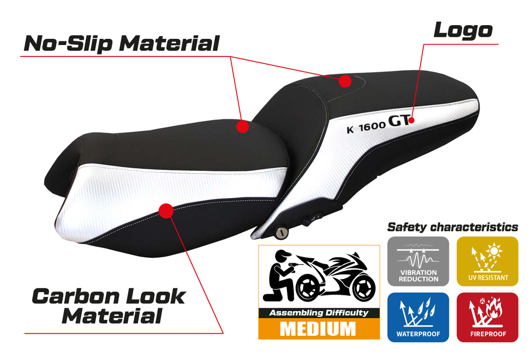 BMW K1600GT 2010-2024 Seat Cover Tappezzeria Italia in White
