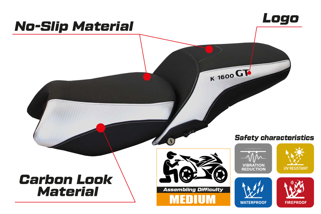 BMW K1600GT 2010-2024 Seat Cover Tappezzeria Italia in Silver