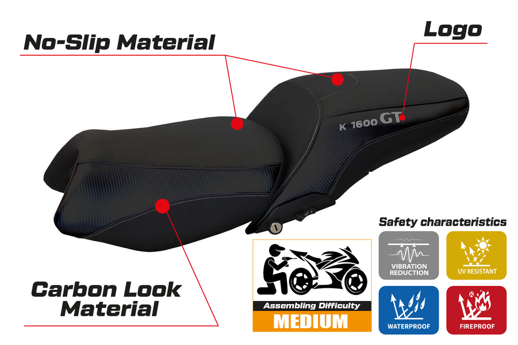 BMW K1600GT 2010-2024 Seat Cover Tappezzeria Italia in Black