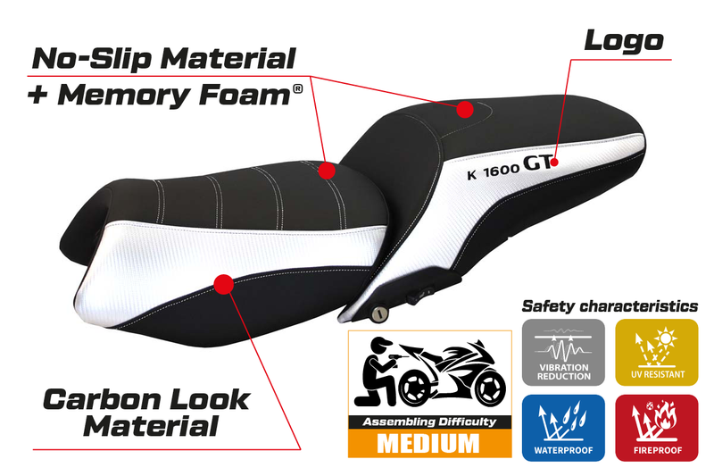 BMW K1600GT 2010-2024 Seat Cover Tappezzeria Italia Comfort in White