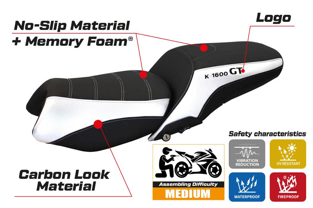 BMW K1600GT 2010-2024 Seat Cover Tappezzeria Italia Comfort in White