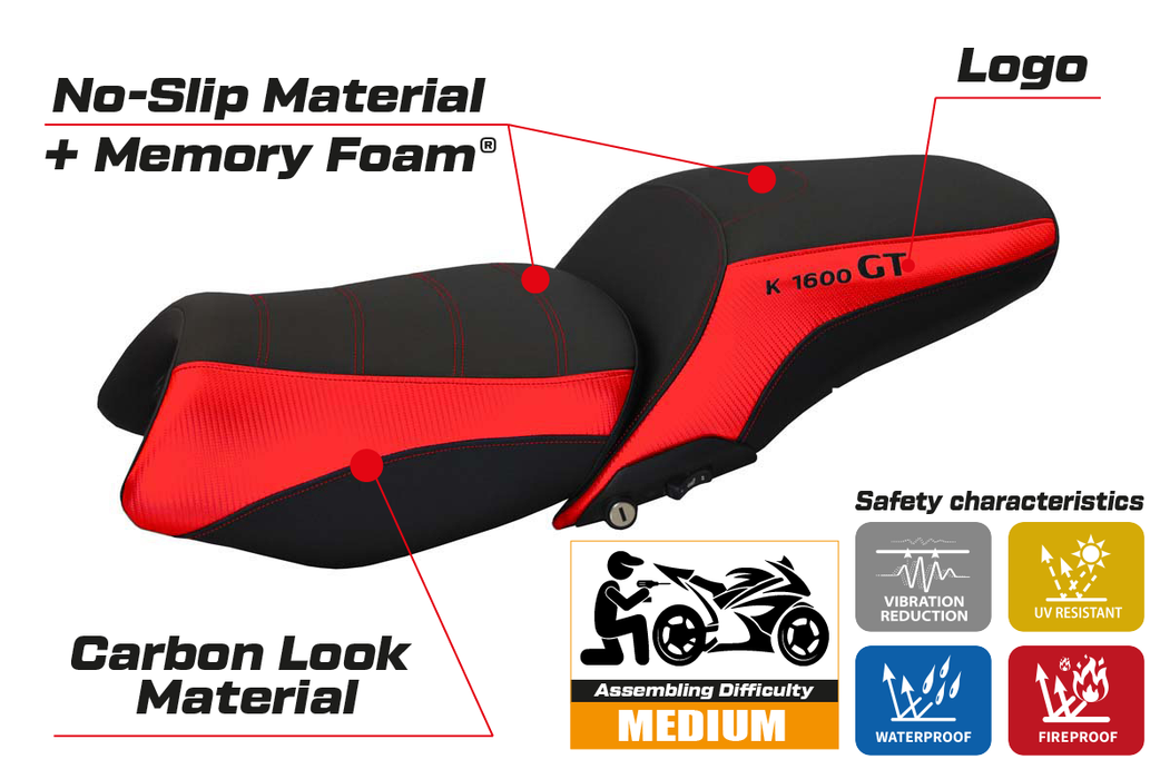 BMW K1600GT 2010-2024 Seat Cover Tappezzeria Italia Comfort in Red