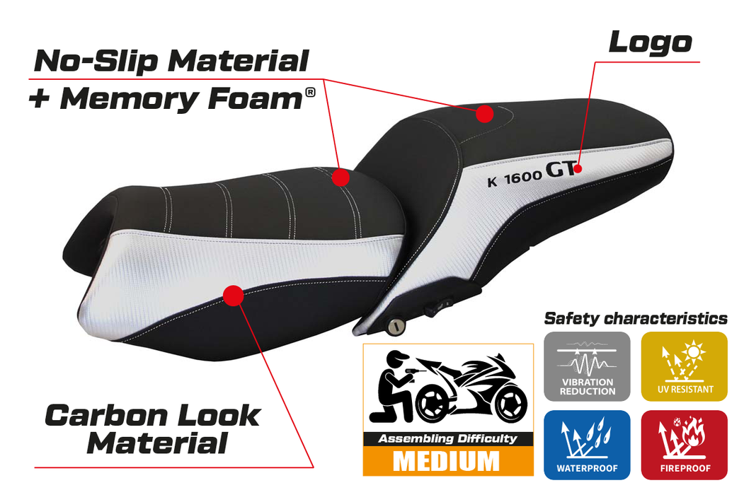 BMW K1600GT 2010-2024 Seat Cover Tappezzeria Italia Comfort in Silver
