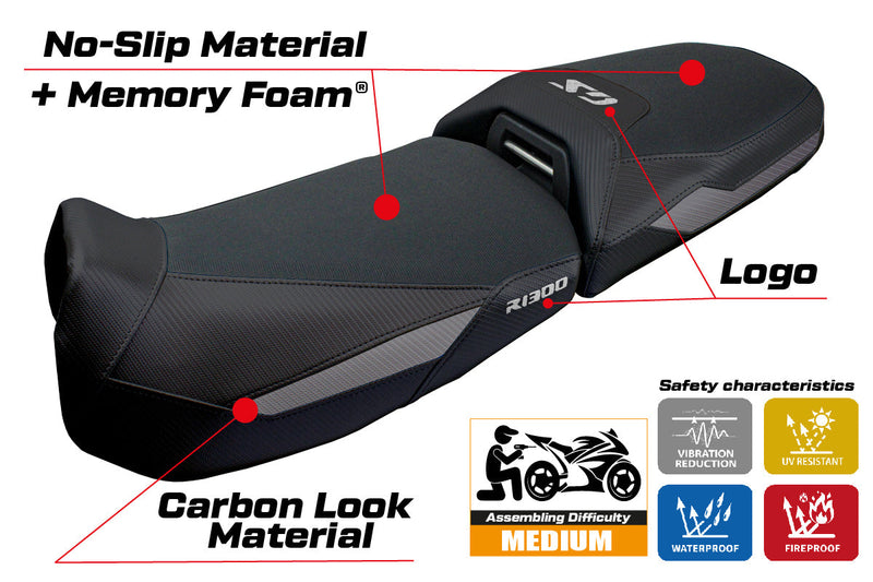 BMW R1300GS Adventure 2024 2025 Seat Cover Tappezzeria Comfort Black Grey
