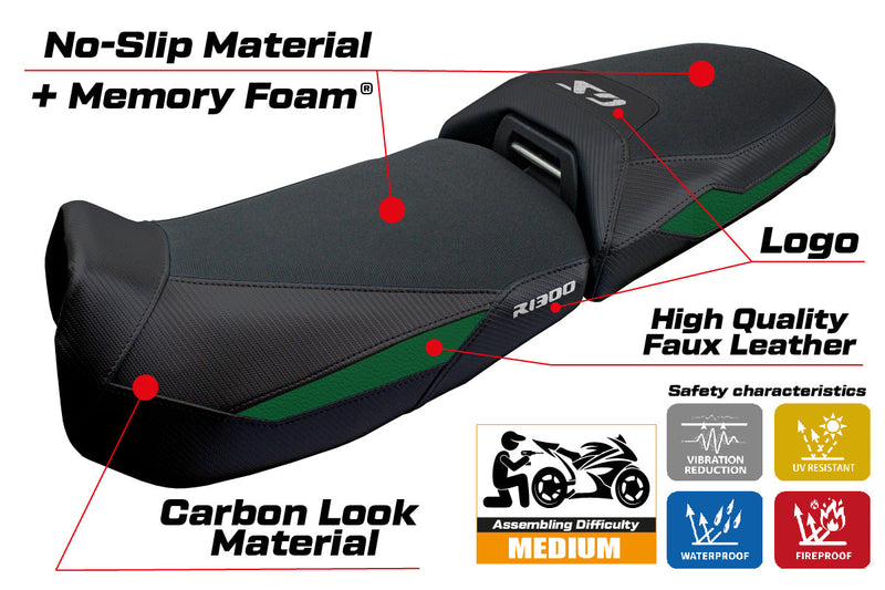 BMW R1300GS Adventure 2024 2025 Seat Cover Tappezzeria Comfort Black Army Green