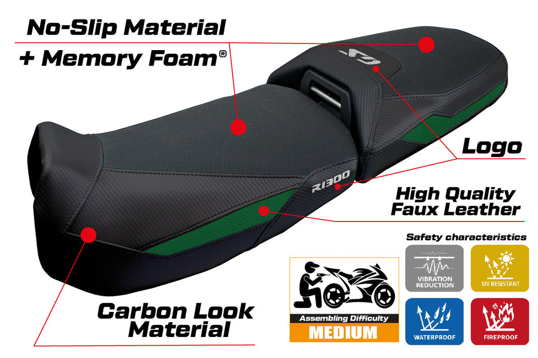 BMW R1300GS Adventure 2024 2025 Seat Cover Tappezzeria Comfort Black Army Green