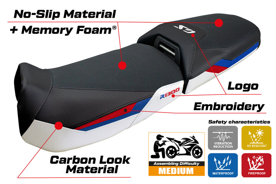 BMW R1300GS Adventure 2024 2025 Seat Cover Tappezzeria Comfort White Red Blue