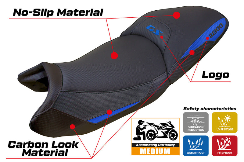 BMW R1300GS 2023 2024 Touring Seat Cover Tappezzeria Italia in Blue and Black