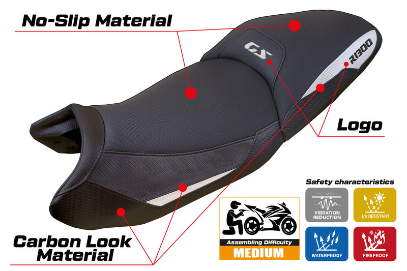 BMW R1300GS 2023 2024 Touring Seat Cover Tappezzeria Italia in White Black