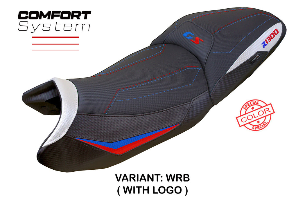 BMW R1300GS 2023 2024 Touring Seat Cover Tappezzeria Italia Comfort in White Red and Blue
