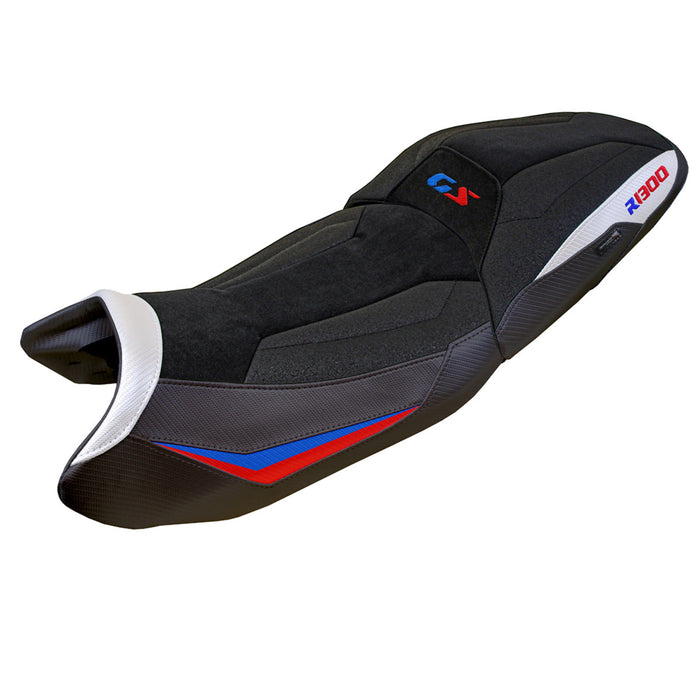 BMW R1300GS 2023 2024 Touring Seat Cover Tappezzeria Italia Ultragrip in White Red and Blue
