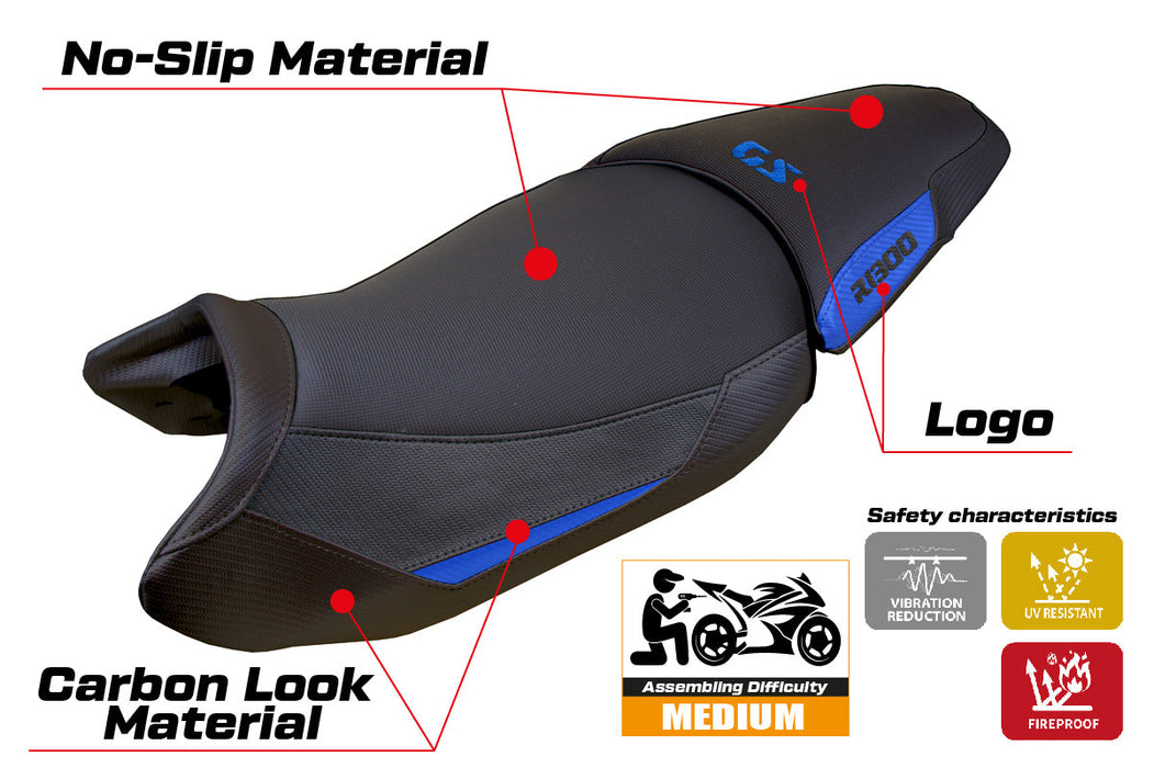 BMW R1300GS 2023 2024 Standard Seat Cover Tappezzeria Italia in Blue and Black