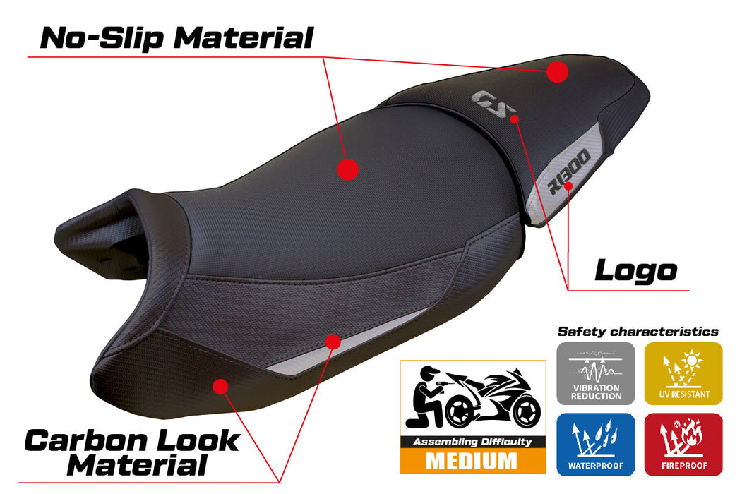 BMW R1300GS 2023 2024 Standard Seat Cover Tappezzeria Italia in Silver and Black