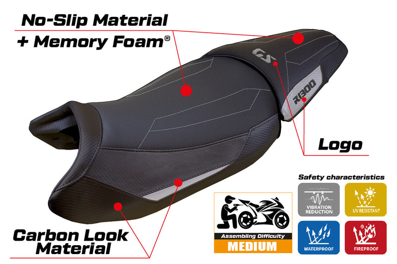BMW R1300GS 2023 2024 Standard Seat Cover Tappezzeria Italia Comfort in Silver and Black
