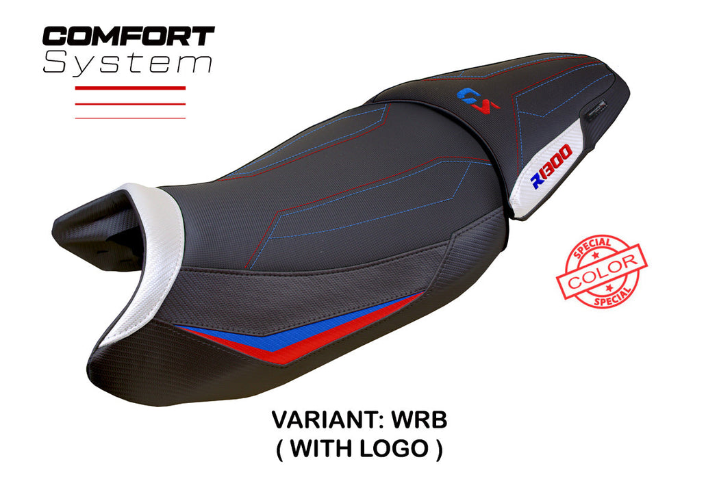 BMW R1300GS 2023 2024 Standard Seat Cover Tappezzeria Italia Comfort in White Red and Blue