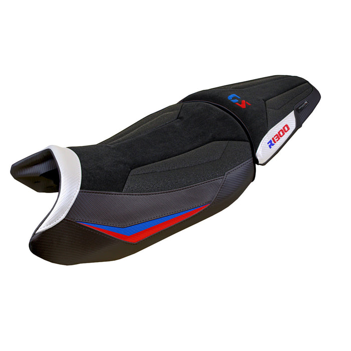 BMW R1300GS 2023 2024 Standard Seat Cover Tappezzeria Italia Ultragrip in White Red and Blue
