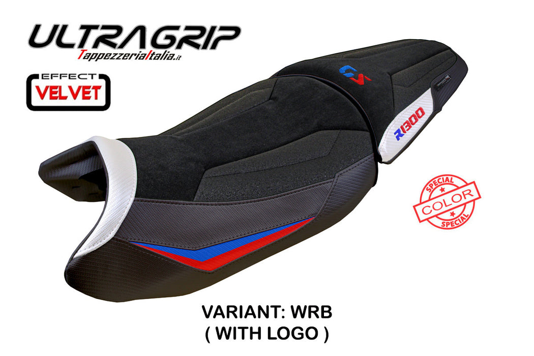BMW R1300GS 2023 2024 Standard Seat Cover Tappezzeria Italia Ultragrip in White Red and Blue