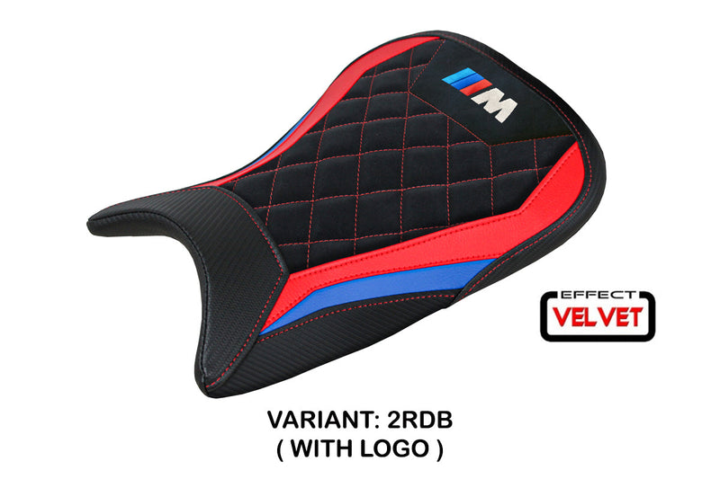 BMW M1000R 2022-2024 Seat Cover Tappezzeria Italia in Red, Blue and Black Velvet