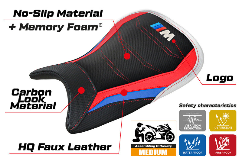 BMW M1000R 2022-2024 Seat Cover Tappezzeria Italia Comfort in Red, Blue, White and Black