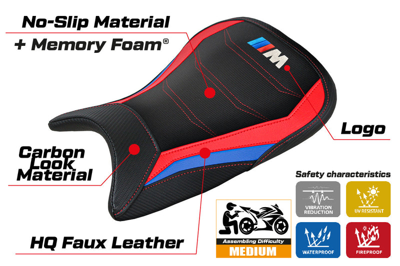 BMW M1000RR 2022-2024 Seat Cover Tappezzeria Italia Comfort in Red, Blue and Black