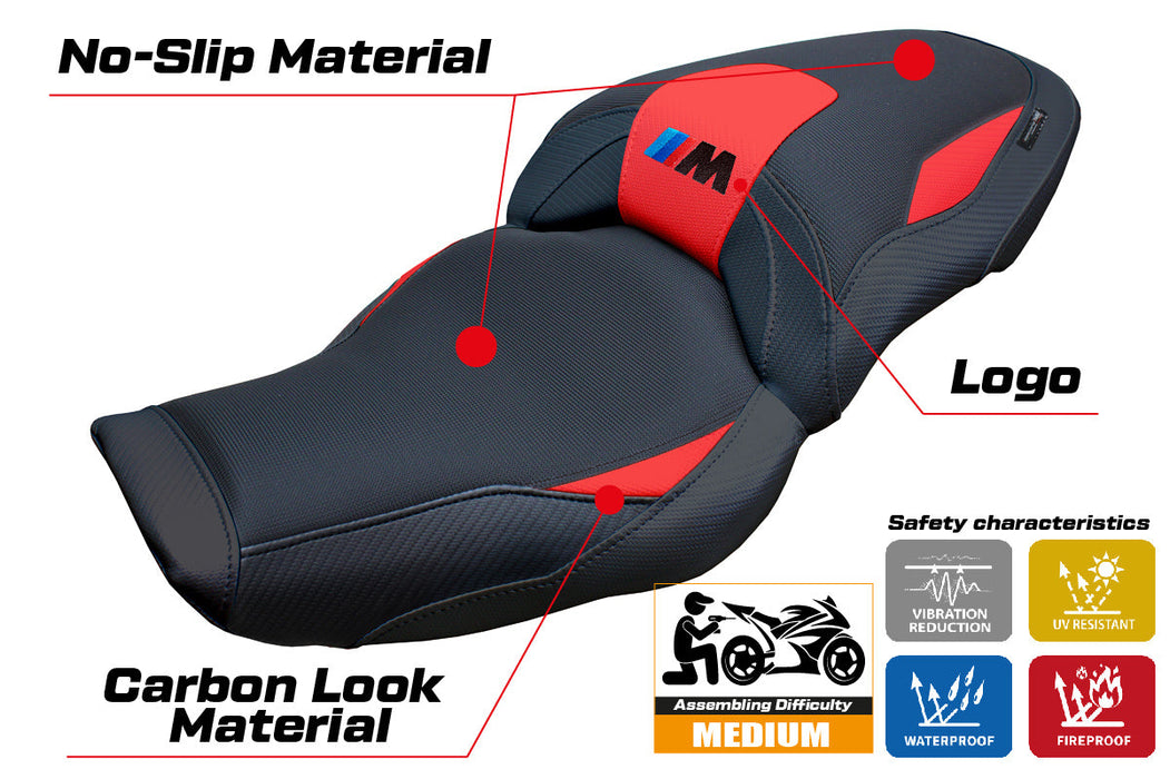 BMW M1000XR 2024 Seat Cover Tappezzeria Italia in Red and Black