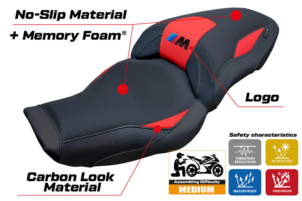 BMW M1000XR 2024 Seat Cover Tappezzeria Italia Comfort in Red and Black