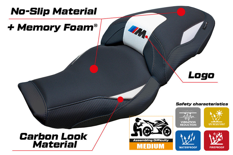 BMW M1000XR 2024 Seat Cover Tappezzeria Italia Comfort in White and Black