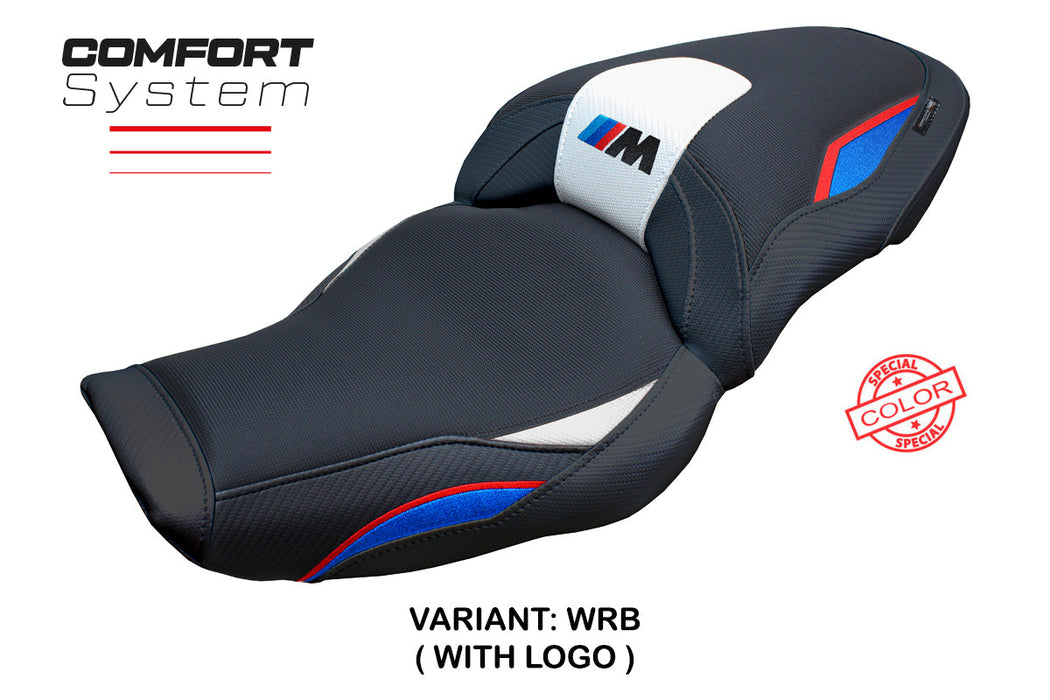 BMW M1000XR 2024 Seat Cover Tappezzeria Italia Comfort in White Red Blue and Black