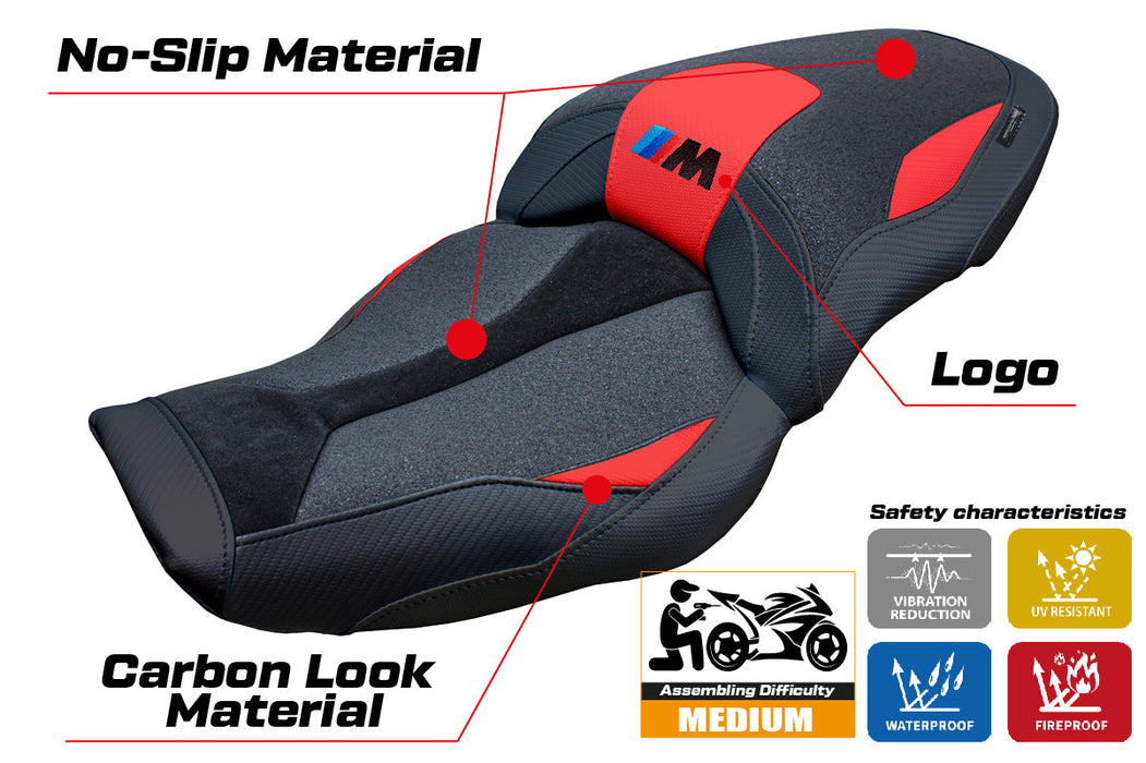 BMW M1000XR 2024 Seat Cover Tappezzeria Italia Ultragrip in Red and Black