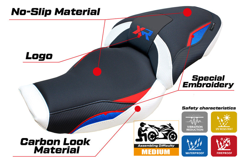 BMW S1000XR 2024 Seat Cover Tappezzeria Italia in Red Blue White and Black