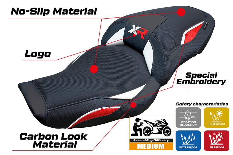 BMW S1000XR 2024 Seat Cover Tappezzeria Italia in White Red and Black