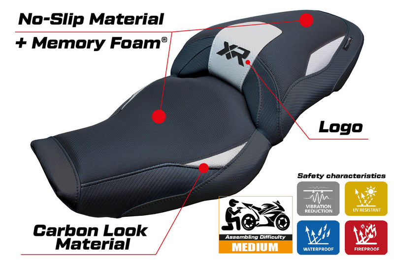 BMW S1000XR 2024 Seat Cover Tappezzeria Italia Comfort in Silver and Black