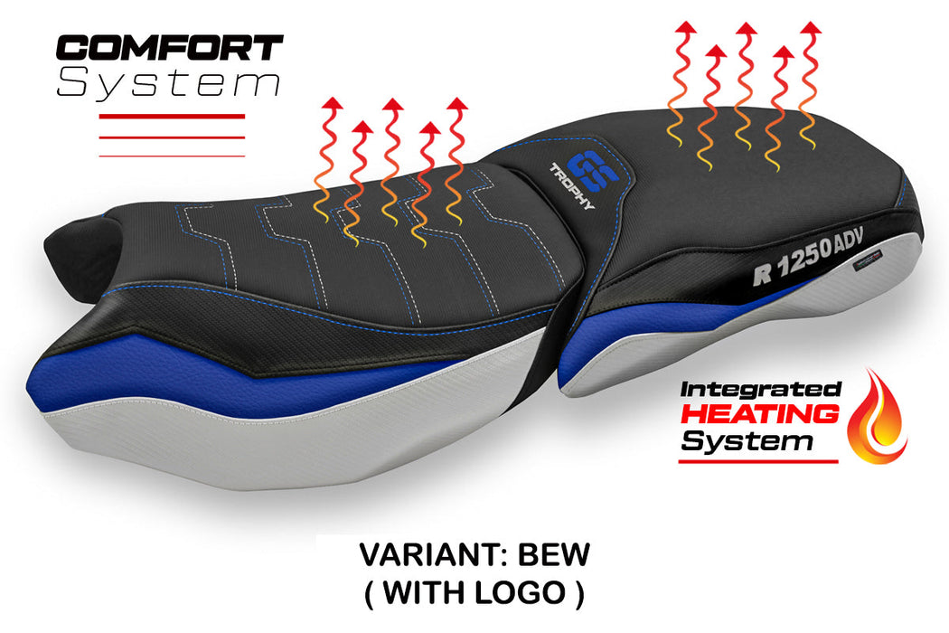 BMW R1250GS ADV 2019-2024 Comfort Heated Seat Cover Tappezzeria Italia in Blue and White