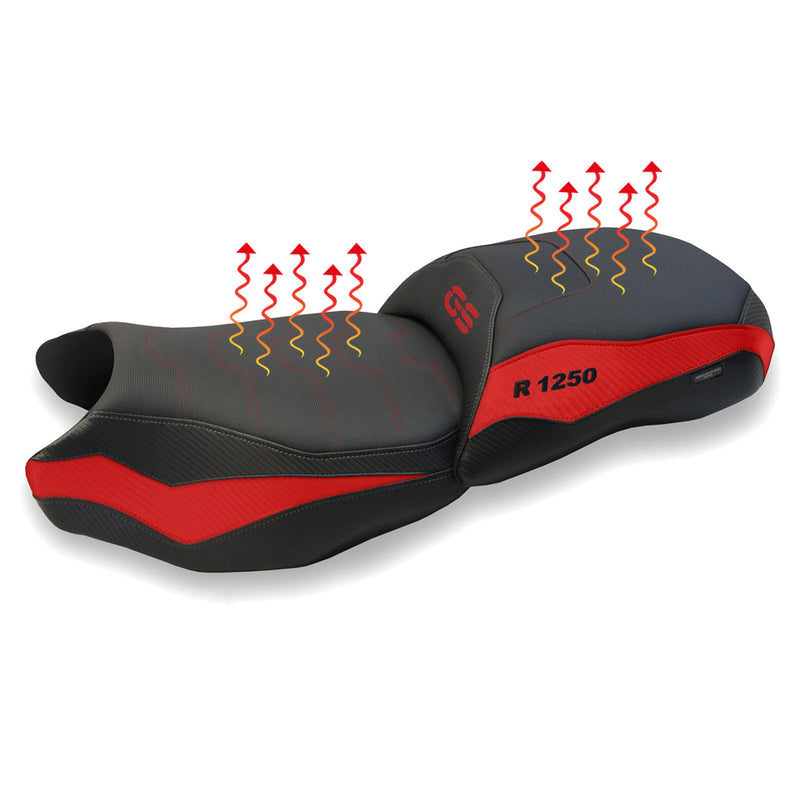 BMW R1250GS 2019-2023 Comfort Heated Seat Cover Tappezzeria Italia in Red and Black