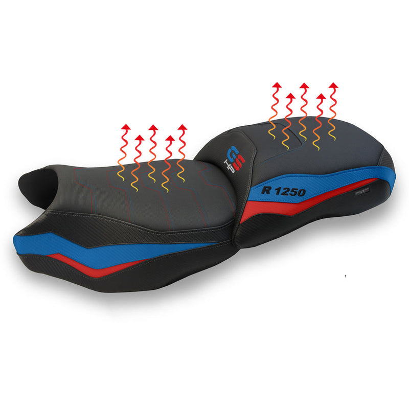 BMW R1250GS 2019-2023 Comfort Heated Seat Cover Tappezzeria Italia in Red and Blue