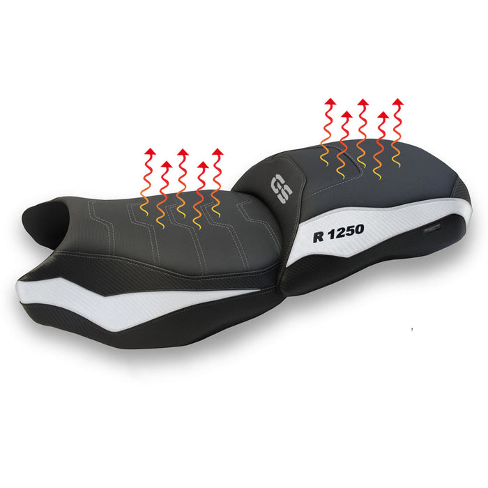 BMW R1250GS 2019-2023 Comfort Heated Seat Cover Tappezzeria Italia in White Black