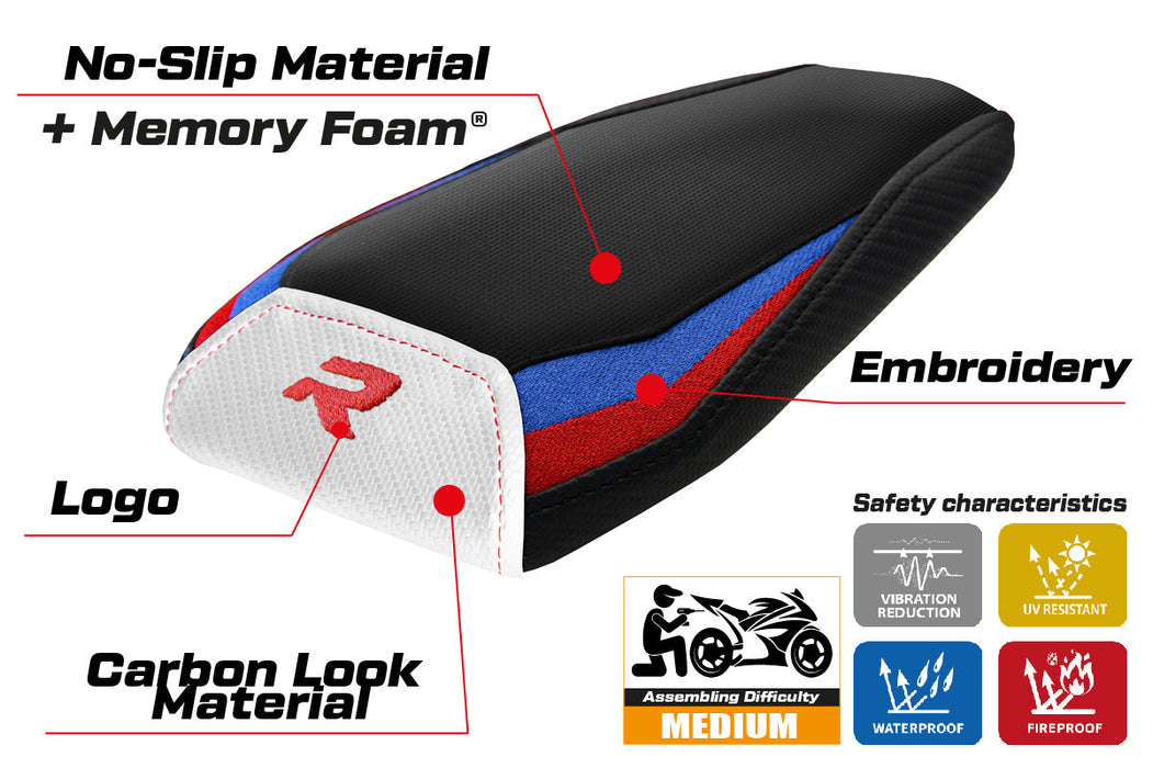 BMW M1000R 2022-2024 Rear Seat Cover Tappezzeria Italia Comfort in Red, Blue, White and Black