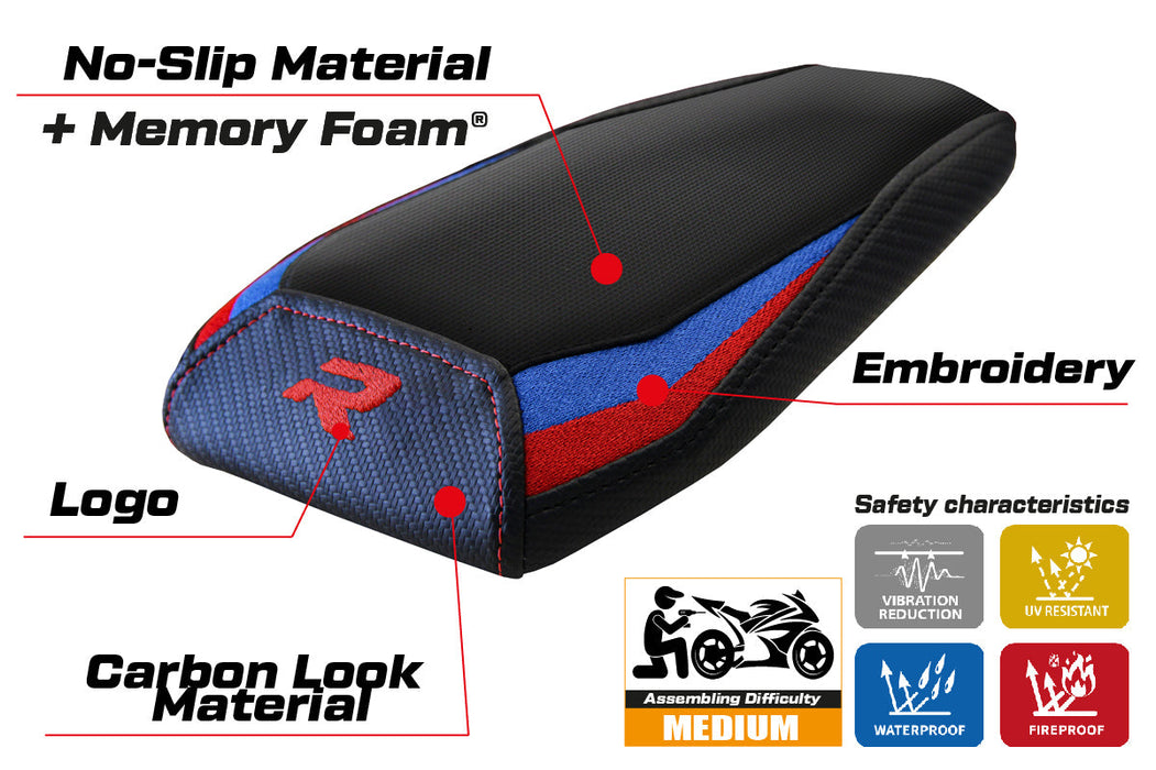 BMW M1000R 2022-2024 Rear Seat Cover Tappezzeria Italia Comfort in Red, Blue and Black