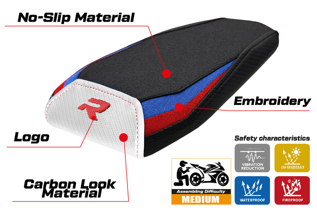 BMW M1000R 2022-2024 Rear Seat Cover Tappezzeria Italia Ultragrip in Red, Blue, White and Black