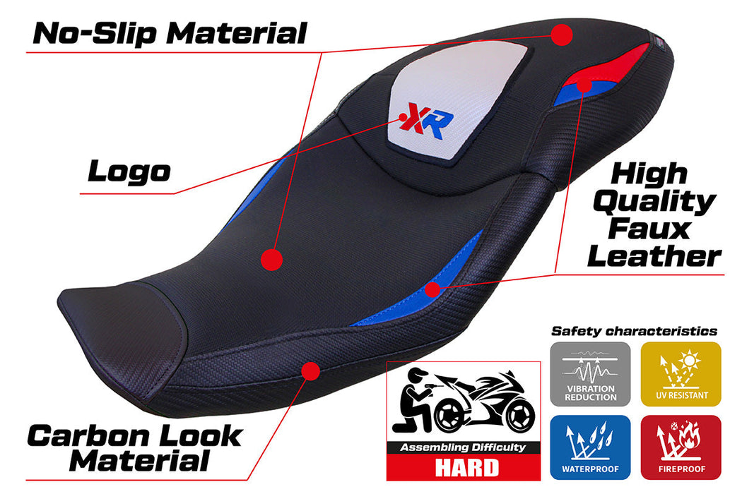 BMW S1000XR 2020-2023 Seat Cover Tappezzeria Italia in White, Red and Blue